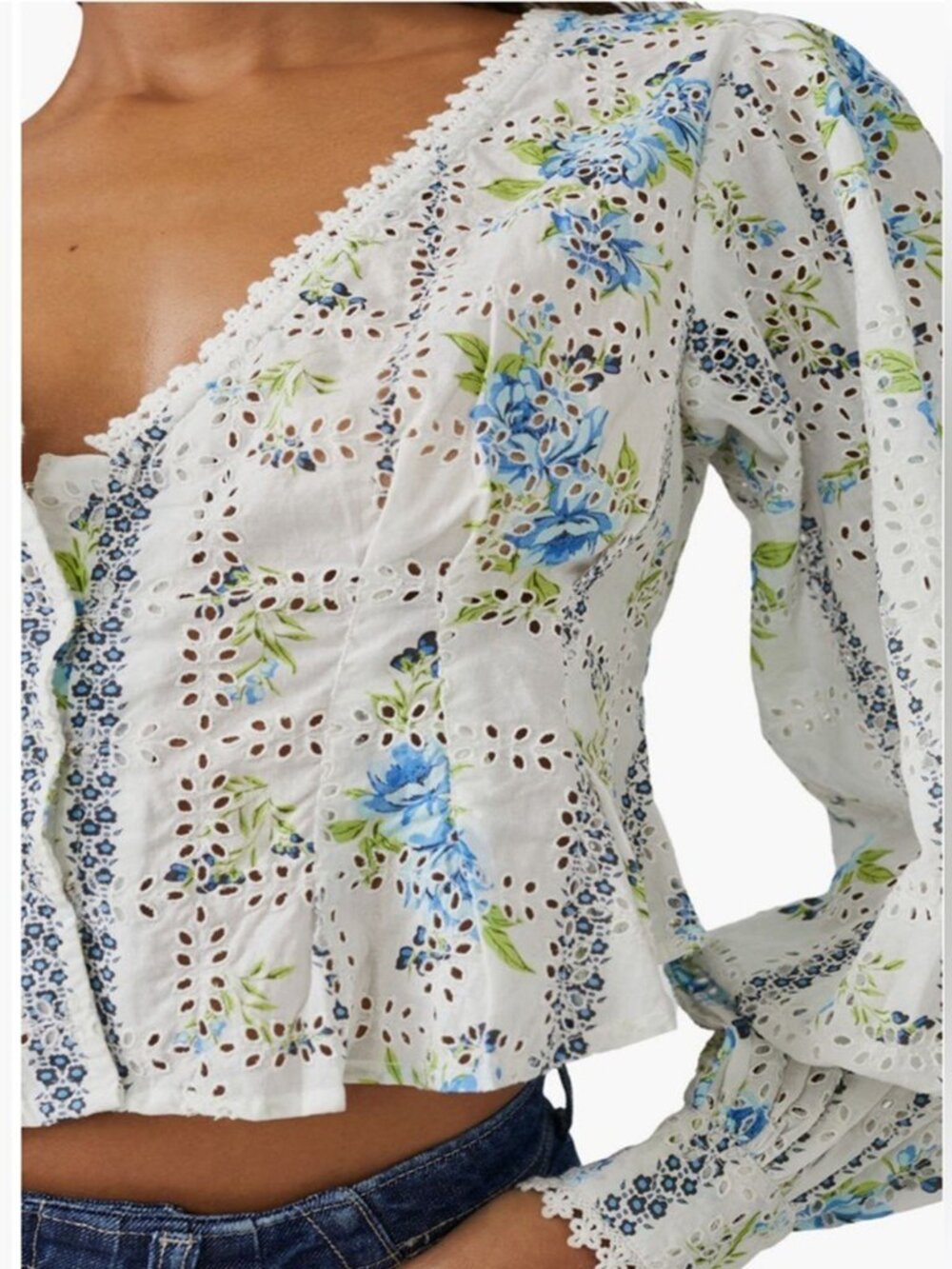 NWT Free People Blossom Eyelet Top - Size Medium